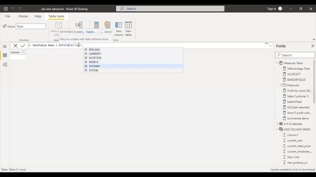 Power BI Intermediate : Data Table Function смотреть онлайн