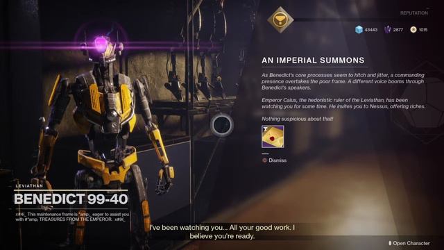 Destiny 2 - Benedict 99-40 Intro An Imperial Summons Invitation Dialogue смотреть онлайн