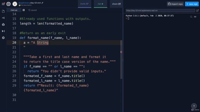 10 Day 10 Beginner Functions with Outputs 5 Docstrings смотреть онлайн