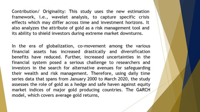 An Assessment of Gold as a Hedge or Safe Haven Evidence from Major Gold Producing Countries AEFR 20 смотреть онлайн