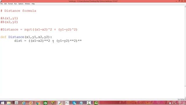 Python Function| Distance formula смотреть онлайн
