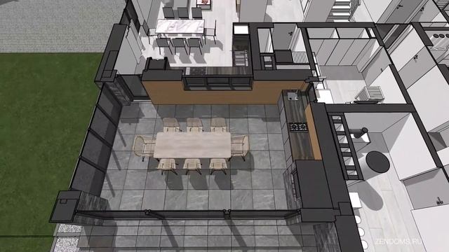 Проект дома 250кв.м. из газобетона с плоской крышей в Московской области смотреть онлайн