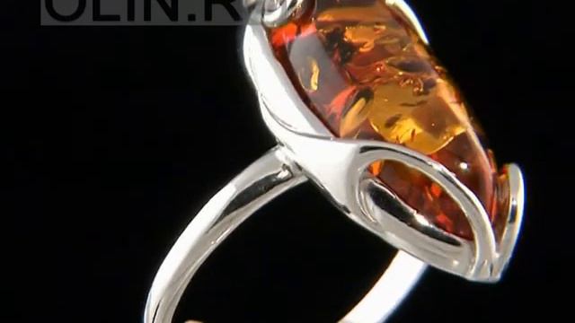Серебряное кольцо с янтарем смотреть онлайн