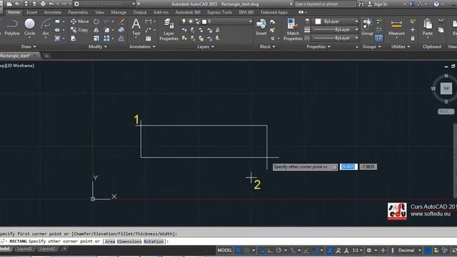 Desenarea unui Dreptunghi in Autocad, comanda Rectangle смотреть онлайн