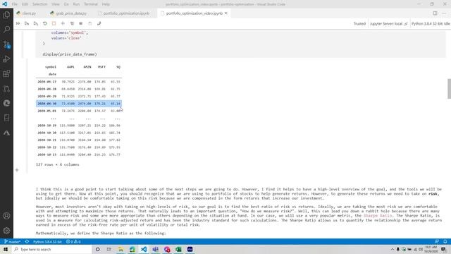 Portfolio Optimization in Python | Calculating the Sharpe Ratio смотреть онлайн