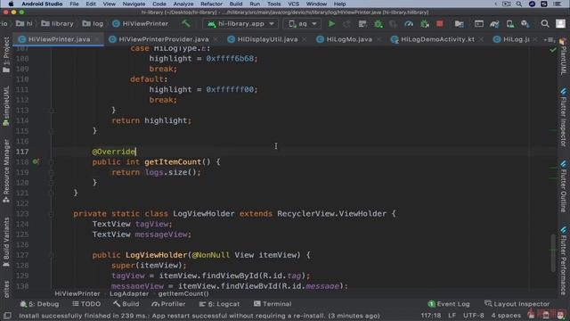 阶段一：Kotlin x Java打造 UI 通用组件\01 走进移动端架构师\第6章、HiLog库架构设计与开发 6 6、HiLogPrinter日志可视化测试 смотреть онлайн