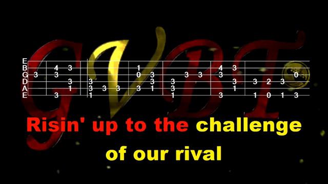 Eyes Of The Tiger - Survive Playback Karaoke GVBT Guitar Video Backing Track Tablature And Lyrics