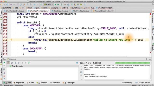 Coding the Content Provider: Inserting - Developing Android Apps смотреть онлайн