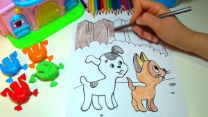 РАСКРАСКИ! Раскрашиваем картинки для детей из мультфильмов Котенок Гав, с другом собачкой