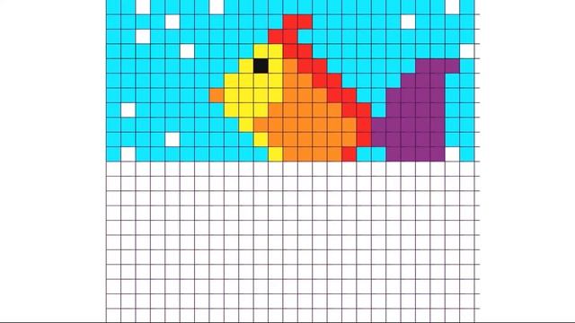 Рисунок рыбки по клеточкам. Простой рисунок. Drawing of a fish on cells. Simple drawing смотреть онлайн