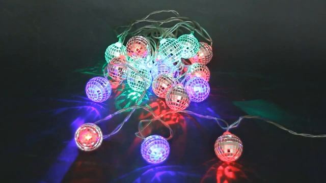 Светодиодная гирлянда Диско-шары 5 метров мерцающая, 20 диодов, прозрачный провод, IP20 смотреть онлайн