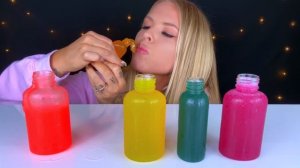 ASMR RAINBOW HONEY JELLY RECIPE, EATING SOUNDS, FROZEN HONEY MUKBANG 먹방 꿀젤리
