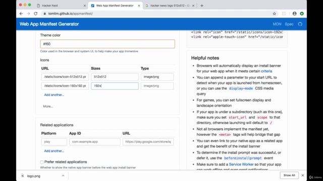 Generating a Web App Manifest to our Project (Optional) in Next.js смотреть онлайн