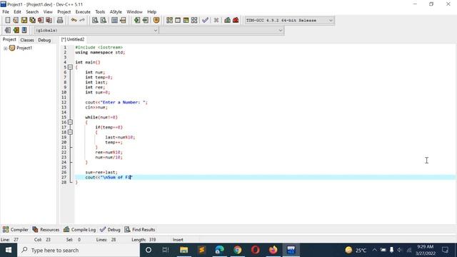 C++ Program to Find Sum of First and Last Digit of a Number using while loop смотреть онлайн