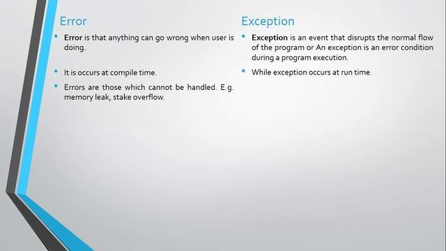 Difference between Error and Exception in RDBMS смотреть онлайн