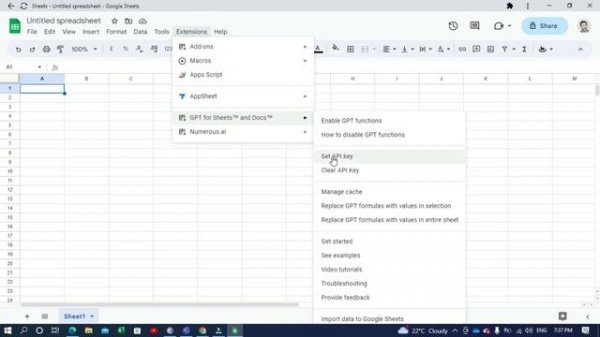 How to Use GPT for Sheets and Docs Extension | How to Setup API key | enable gpt function in sheet