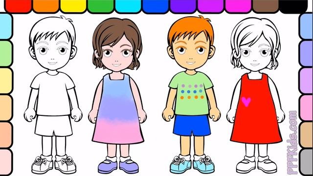 Learn How to Color People With Digital Coloring Book For Kids смотреть онлайн