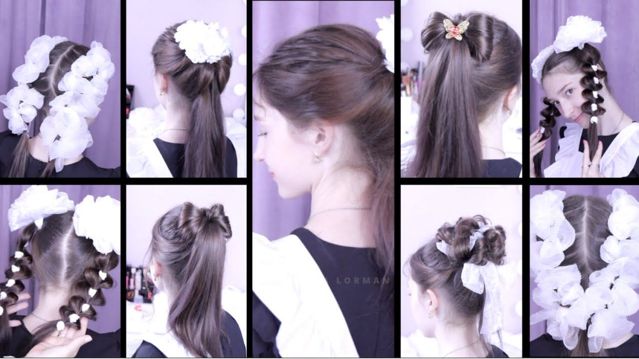 Прически в школу и на 1 сентября легко и быстро | Прически на средние волосы для девочек и девушек смотреть онлайн