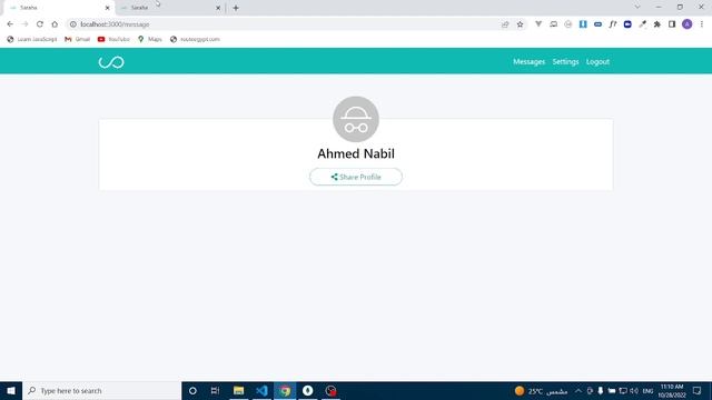 saraha_App, user can register, login and send anonymous message, #nodejs#mongodb смотреть онлайн