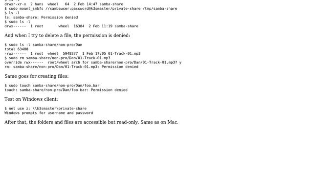 Samba Linux Server: Unable to create/modify/delete on Mac & Windows Client смотреть онлайн