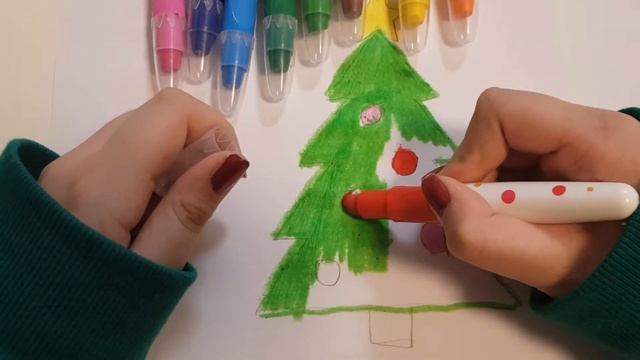 ЁЛКА РАСКРАСКА РИСУЕМ ЁЛКУ - ВИДЕО ДЛЯ ДЕТЕЙ смотреть онлайн