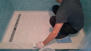 Эпоксидная затирка душевого поддона из мозаики,своими руками