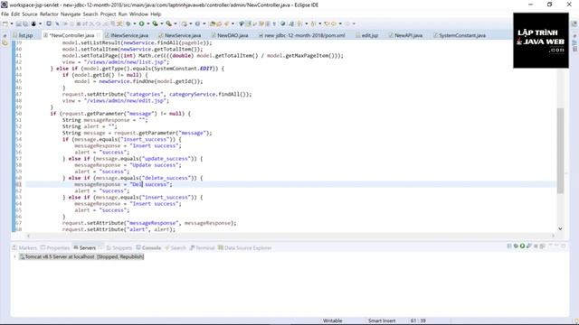 Hướng dẫn hiển thị thông báo trong jsp servlet sử dụng bootstrap alert phần 2 смотреть онлайн
