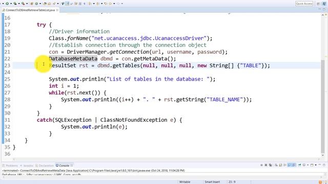 Get Database Table Names Using JDBC Metadata смотреть онлайн
