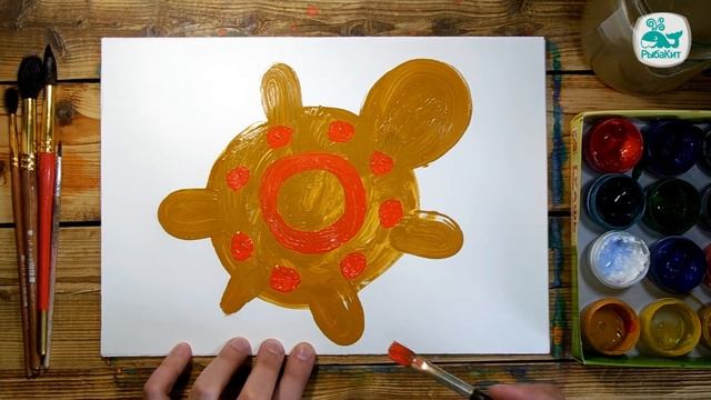 Как нарисовать Черепаху красками | Простые рисунки красками | Урок рисования для детей смотреть онлайн