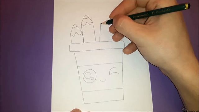 Как нарисовать милый СТАКАНЧИК С КАРАНДАШАМИ? Легкие рисунки для детей смотреть онлайн