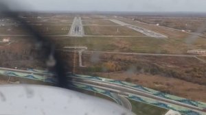 Посадка самолёта в аэр. Хабаровска. Вид из кабины пилота
