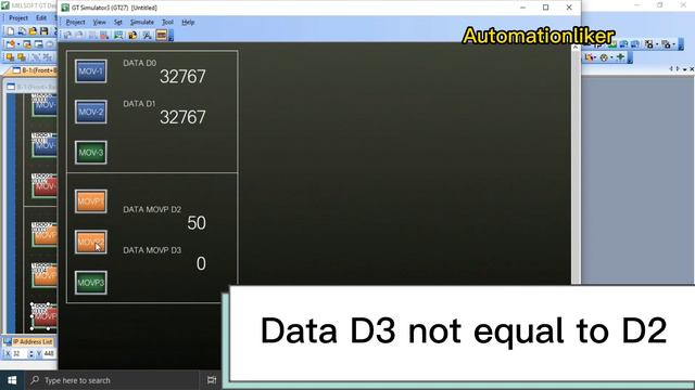 GX Developer : MOV,MOVP,DMOV And DMOVP Instruction Mitsubishi PLC A Series With HMI Simulation