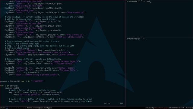 Qtile on Arch Linux смотреть онлайн