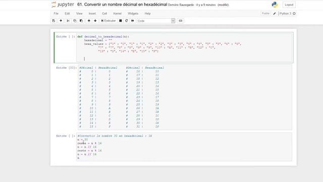 [Algorithme] - 61. Convertir un nombre décimal en hexadécimal [Python] смотреть онлайн