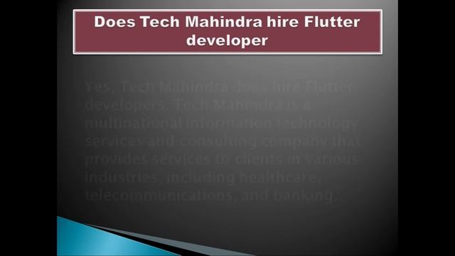Does Tech Mahindra hire Flutter developer смотреть онлайн