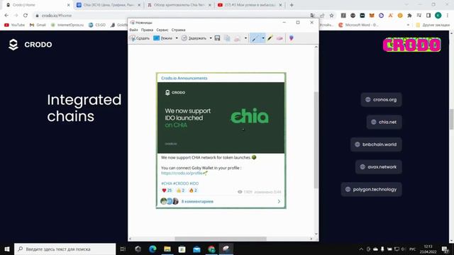 Crodo  Интеграция с Chia
