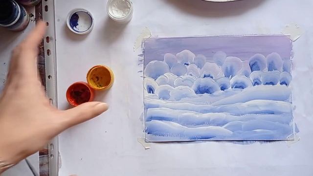 Как нарисовать зимний пейзаж поэтапно смотреть онлайн