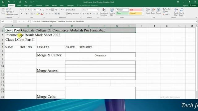 How to Merge Cells in MS Excel 2016 | Merge Across | Unmerge Cells | Tech Jawad Munawar смотреть онлайн