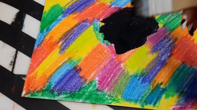 Рисование. Цветочная поляна в технике Граттаж. смотреть онлайн