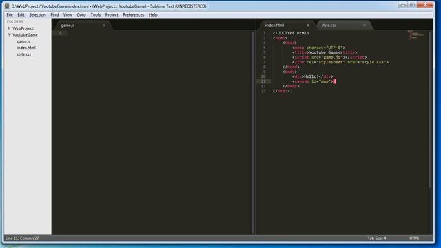 Как создать игру на HTML5 - 2 - Создаем Canvas смотреть онлайн