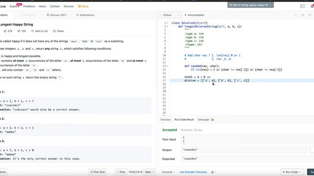 Leetcode1045 Longest Happy String смотреть онлайн