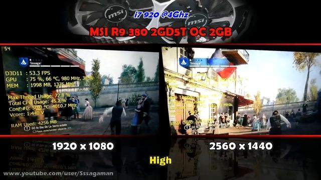 AC Unity - R9 380 2GB - i7 920 - High 1080p / 1440p Test смотреть онлайн