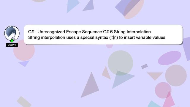 C# : Unrecognized Escape Sequence C# 6 String Interpolation смотреть онлайн