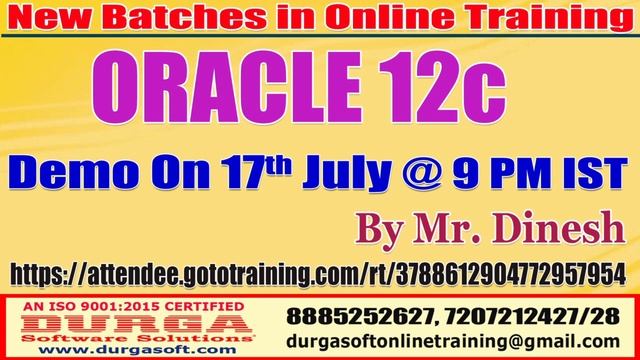New Batch On Oracle 12 by Dinesh @ 17th July 9:00 PM IST смотреть онлайн
