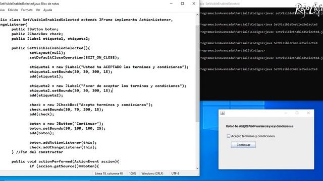 Métodos setVisible(), setEnabled() y setSelected() en Java - Ventana de "Términos y Condiciones" смотреть онлайн