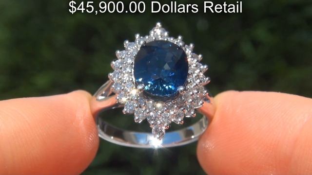 GIA Certified UNHEATED Natural VVS1 Blue Sapphire Diamond 18k White Gold Engagement Ring - A121345 смотреть онлайн