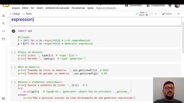 04 Compreensão de lista (list comprehension) versus expressão geradora (generator expression) смотреть онлайн