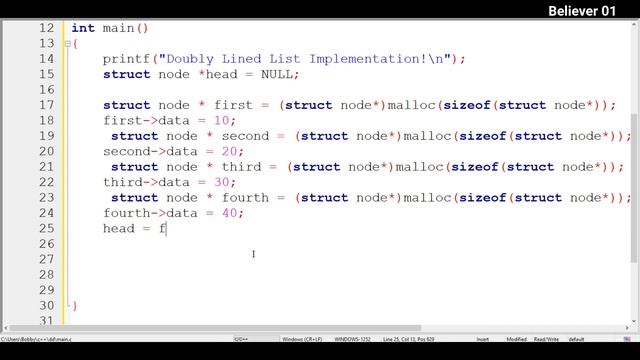 Doubly Linked List creation in Telugu | Data Structures using c/c++ смотреть онлайн