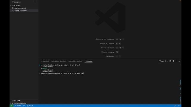6.5 Git: Удаление данных - удаление веток смотреть онлайн