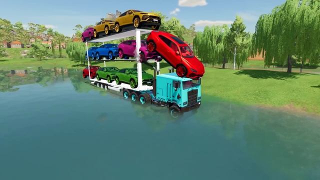 TRANSPORTING SHEEPS WITH UNIVERSAL COLORED TRACTORS & FORD TRUCKS - Farming Simulator 22 смотреть онлайн